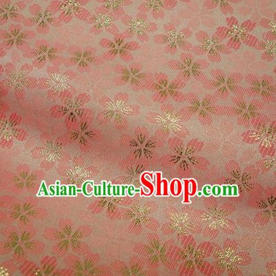 Japanese Traditional Kimono Classical Sakura Pattern Pink Brocade Damask Asian Japan Nishijin Satin Drapery Silk Fabric
