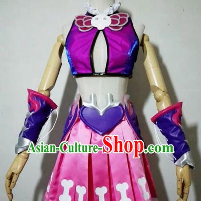 Chinese Traditional Cosplay Knight Costume Ancient Swordsman Rosy Dress for Women