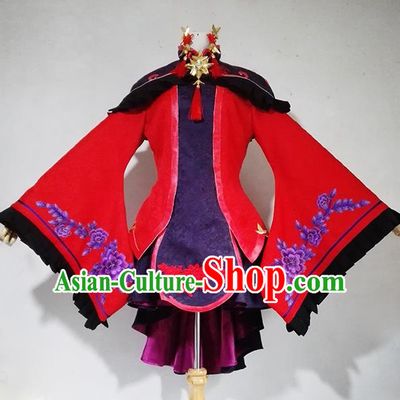 Chinese Traditional Cosplay Female Knight Red Costume Ancient Swordsman Taoist Nun Dress for Women