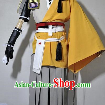 Chinese Traditional Cosplay Young Hero Yellow Costume Ancient Swordsman Hanfu Clothing for Men
