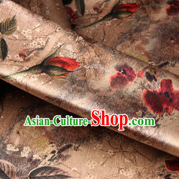 Chinese Traditional Classical Pattern Brown Brocade Damask Asian Satin Drapery Silk Fabric Chinese Traditional Classical Pattern Brown Brocade Damask Asian Satin Drapery Silk Fabric