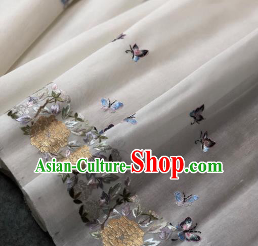 Traditional Chinese Embroidered Hydrangea White Silk Fabric Classical Pattern Design Brocade Fabric Asian Satin Material Traditional Chinese Embroidered Hydrangea White Silk Fabric Classical Pattern Design Brocade Fabric Asian Satin Material