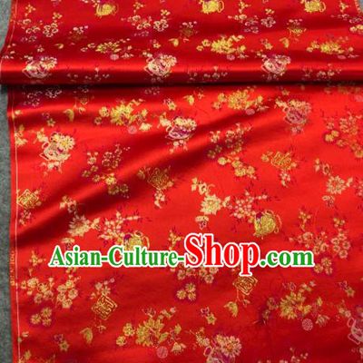 Traditional Chinese Red Silk Fabric Classical Pattern Design Brocade Fabric Asian Satin Material