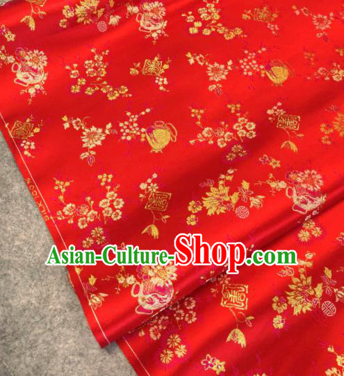Traditional Chinese Red Silk Fabric Classical Pattern Design Brocade Fabric Asian Satin Material Traditional Chinese Red Silk Fabric Classical Pattern Design Brocade Fabric Asian Satin Material