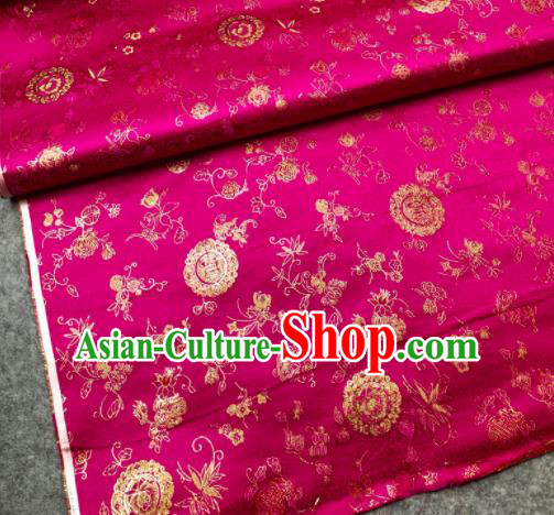 Traditional Chinese Rosy Silk Fabric Classical Tulip Pattern Design Brocade Fabric Asian Satin Material Traditional Chinese Rosy Silk Fabric Classical Tulip Pattern Design Brocade Fabric Asian Satin Material