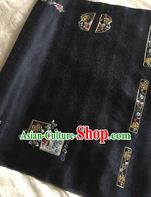 Traditional Chinese Embroidered Black Silk Fabric Classical Pattern Design Brocade Fabric Asian Satin Material Traditional Chinese Embroidered Black Silk Fabric Classical Pattern Design Brocade Fabric Asian Satin Material