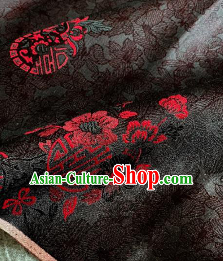 Traditional Chinese Black Satin Classical Pattern Design Brocade Fabric Asian Silk Fabric Material Traditional Chinese Black Satin Classical Pattern Design Brocade Fabric Asian Silk Fabric Material