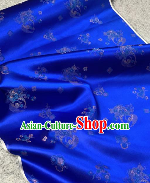 Traditional Chinese Royalblue Satin Classical Pattern Design Brocade Fabric Asian Silk Fabric Material Traditional Chinese Royalblue Satin Classical Pattern Design Brocade Fabric Asian Silk Fabric Material