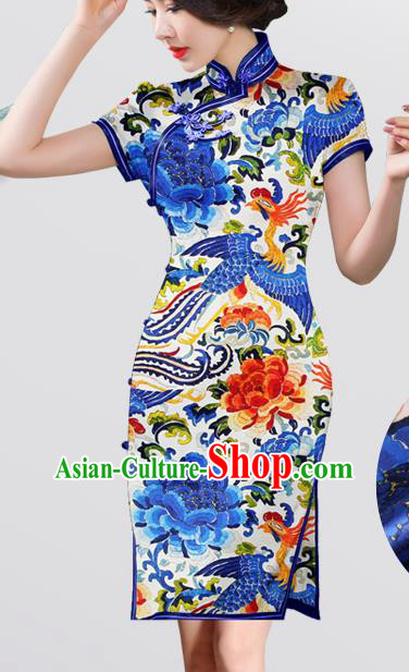 Chinese Traditional Classical Phoenix Peony Pattern Brocade Damask Asian Satin Drapery Silk Fabric Chinese Traditional Classical Phoenix Peony Pattern Brocade Damask Asian Satin Drapery Silk Fabric