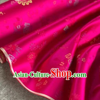 Traditional Chinese Satin Classical Pattern Design Rosy Brocade Fabric Asian Silk Fabric Material