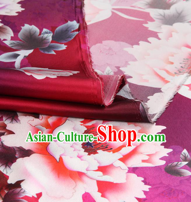 Chinese Traditional Classical Peony Pattern Rosy Brocade Damask Asian Satin Drapery Silk Fabric Chinese Traditional Classical Peony Pattern Rosy Brocade Damask Asian Satin Drapery Silk Fabric
