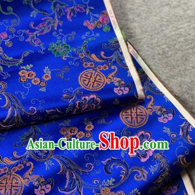 Traditional Chinese Satin Classical Pattern Design Royalblue Brocade Fabric Asian Silk Fabric Material