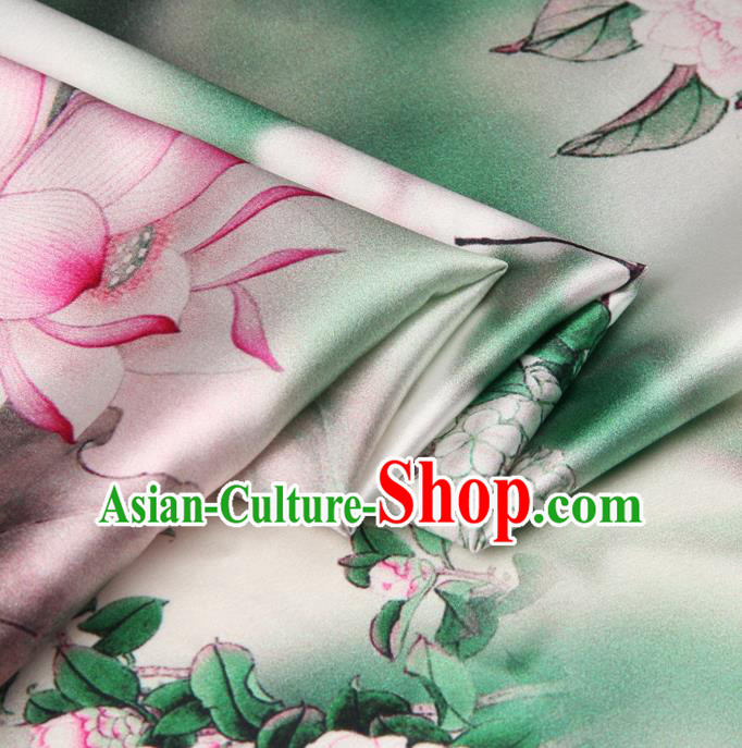 Chinese Traditional Classical Lotus Plum Pattern Brocade Damask Asian Satin Drapery Silk Fabric Chinese Traditional Classical Lotus Plum Pattern Brocade Damask Asian Satin Drapery Silk Fabric