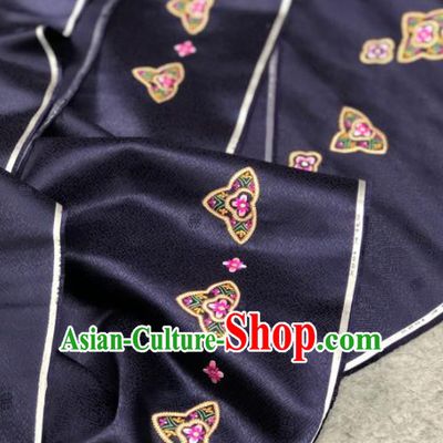 Traditional Chinese Satin Classical Embroidered Pattern Design Purple Brocade Fabric Asian Silk Fabric Material