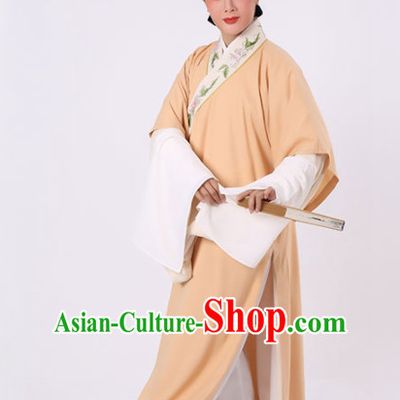 Chinese Traditional Beijing Opera Niche Costume Ancient Scholar Childe Yellow Robe for Men