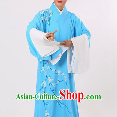 Chinese Traditional Beijing Opera Niche Costume Ancient Scholar Childe Blue Robe for Men