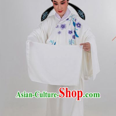 Chinese Traditional Beijing Opera Niche White Robe Ancient Scholar Childe Costume for Men