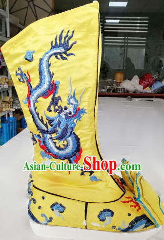 Chinese Traditional Beijing Opera Niche Embroidered Boots Ancient Emperor Shoes for Adults Chinese Traditional Beijing Opera Niche Embroidered Boots Ancient Emperor Shoes for Adults