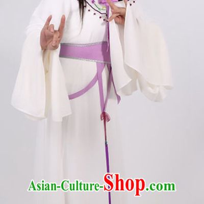 Chinese Traditional Peking Opera Diva White Dress Ancient Nobility Lady Embroidered Costume for Women