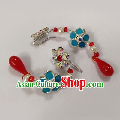 Chinese Ancient Queen Plum Earrings Traditional Beijing Opera Diva Ear Accessories for Adults