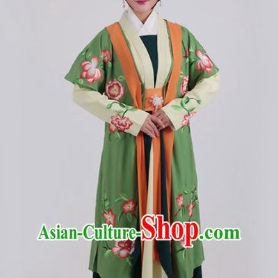 Chinese Traditional Peking Opera Actress Queen Green Dress Ancient Court Lady Embroidered Costume for Women