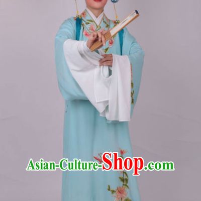Chinese Traditional Beijing Opera Niche Nobility Childe Embroidered Blue Robe Ancient Scholar Costume for Men