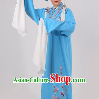 Chinese Traditional Beijing Opera Niche Blue Robe Ancient Scholar Childe Costume for Men