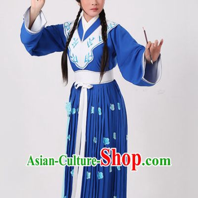 Chinese Traditional Peking Opera Actress Royalblue Dress Ancient Nobility Lady Embroidered Costume for Women
