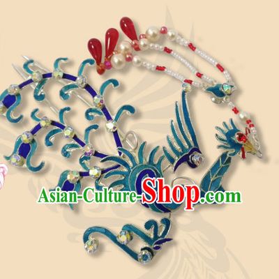 Chinese Traditional Beijing Opera Hair Accessories Ancient Queen Pearls Tassel Phoenix Hairpins for Women