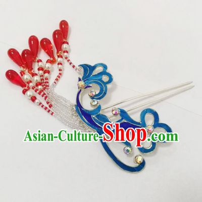 Chinese Ancient Queen Pearls Tassel Hairpins Traditional Beijing Opera Hair Accessories for Women