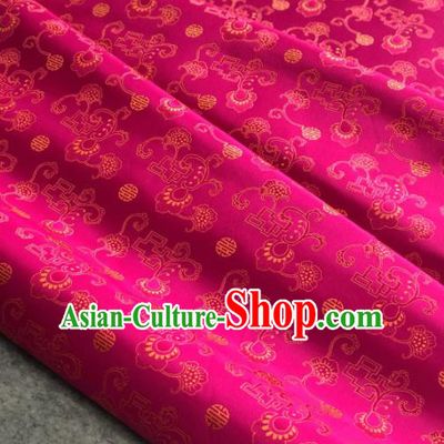 Traditional Chinese Rosy Satin Classical Pattern Design Brocade Fabric Asian Silk Fabric Material