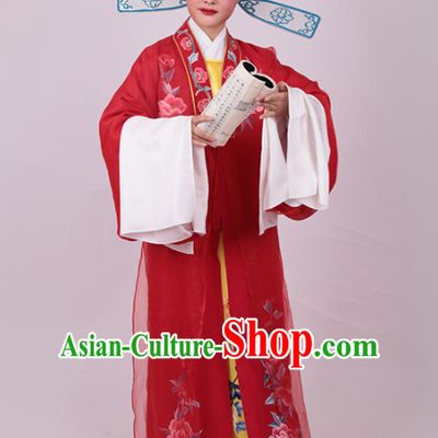Chinese Traditional Beijing Opera Niche Embroidered Red Robe Ancient Number One Scholar Costume for Men