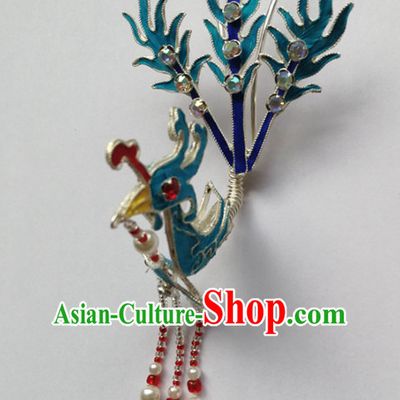 Chinese Ancient Queen Tassel Phoenix Hairpins Traditional Beijing Opera Diva Hair Accessories for Adults