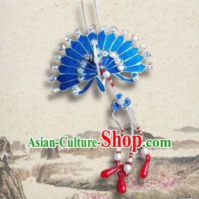 Chinese Ancient Queen Peacock Hairpins Palace Tassel Hair Clip Traditional Beijing Opera Diva Court Hair Accessories for Adults