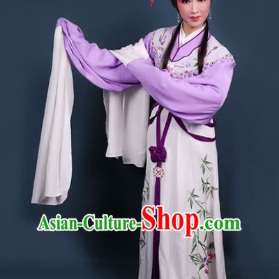 Traditional Chinese Peking Opera Diva Princess Purple Dress Ancient Court Lady Embroidered Costume for Women