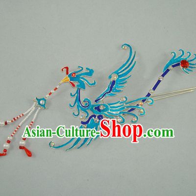 Chinese Ancient Court Princess Tassel Step Shake Phoenix Hairpins Traditional Beijing Opera Diva Hair Accessories for Adults