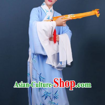 Chinese Traditional Beijing Opera Niche Embroidered Blue Robe Ancient Scholar Nobility Childe Costume for Men