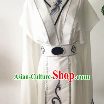 Chinese Traditional Opera Court Queen White Dress Ancient Beijing Opera Diva Embroidered Costume for Women