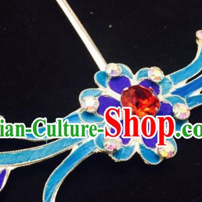 Chinese Ancient Palace Red Crystal Hairpins Queen Hair Clip Traditional Beijing Opera Diva Court Hair Accessories for Adults