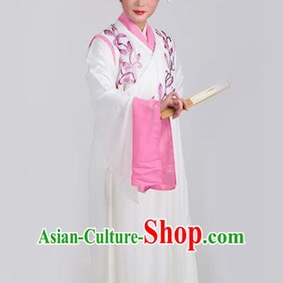 Chinese Traditional Beijing Opera Niche White Robe Ancient Scholar Nobility Childe Embroidered Costume for Men