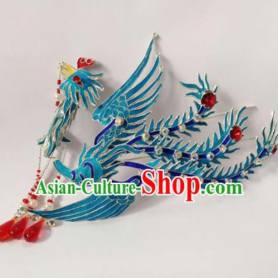 Chinese Ancient Princess Tassel Phoenix Hairpins Traditional Beijing Opera Diva Headwear Hair Accessories for Adults