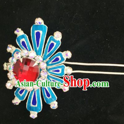 Chinese Ancient Princess Red Crystal Hairpins Traditional Beijing Opera Diva Court Hair Accessories for Adults