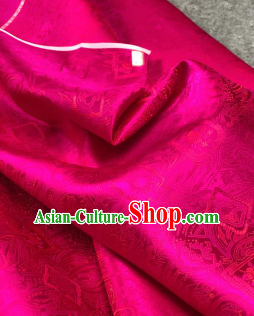 Traditional Chinese Rosy Silk Fabric Classical Peony Pattern Design Brocade Fabric Asian Satin Material Traditional Chinese Rosy Silk Fabric Classical Peony Pattern Design Brocade Fabric Asian Satin Material