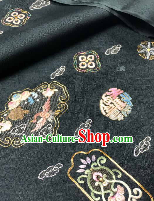 Traditional Chinese Black Silk Fabric Classical Embroidered Pattern Design Brocade Fabric Asian Satin Material Traditional Chinese Black Silk Fabric Classical Embroidered Pattern Design Brocade Fabric Asian Satin Material