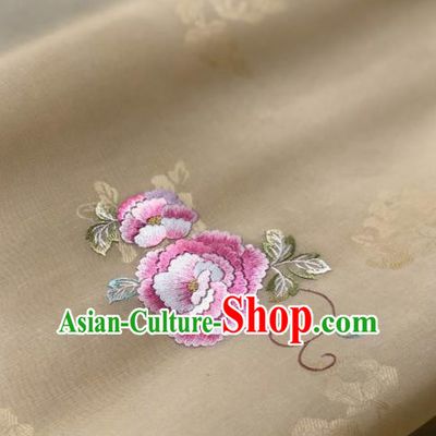 Traditional Chinese Yellow Silk Fabric Classical Embroidered Pattern Design Brocade Fabric Asian Satin Material