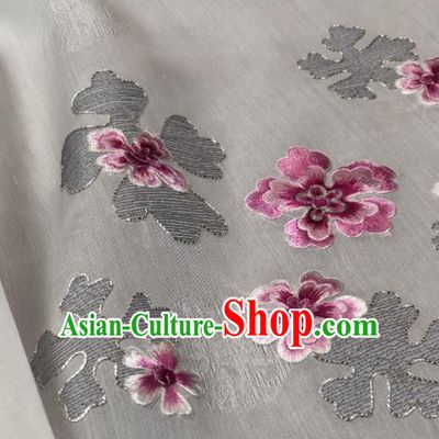 Traditional Chinese White Silk Fabric Classical Embroidered Pattern Design Brocade Fabric Asian Satin Material