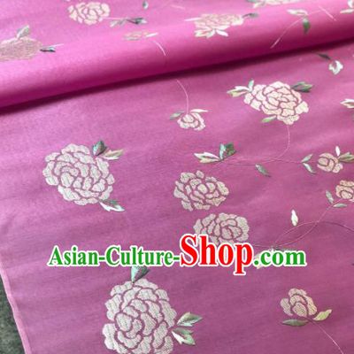 Traditional Chinese Silk Fabric Classical Embroidered Pattern Design Lilac Brocade Fabric Asian Satin Material