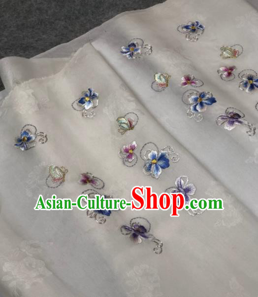 Traditional Chinese Silk Fabric Classical Embroidered Pattern Design White Brocade Fabric Asian Satin Material Traditional Chinese Silk Fabric Classical Embroidered Pattern Design White Brocade Fabric Asian Satin Material