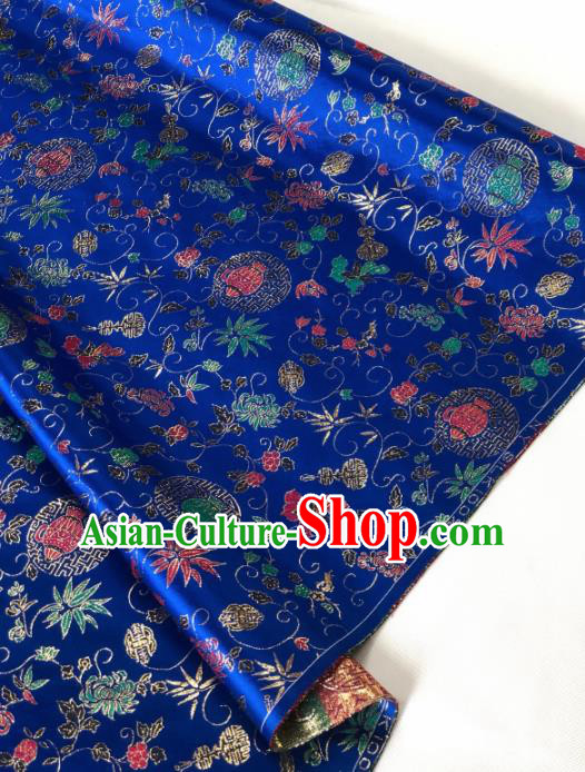 Traditional Chinese Silk Fabric Classical Lotus Pattern Design Royalblue Brocade Fabric Asian Satin Material Traditional Chinese Silk Fabric Classical Lotus Pattern Design Royalblue Brocade Fabric Asian Satin Material