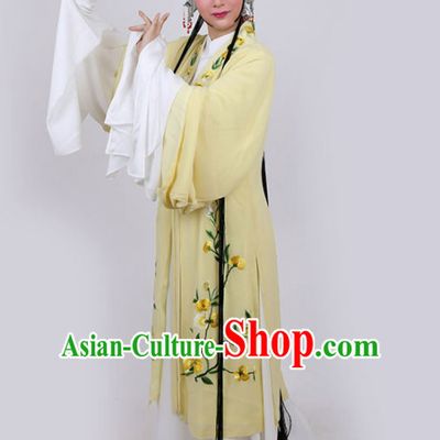 Chinese Traditional Peking Opera Actress Embroidered Yellow Dress Ancient Princess Peri Costume for Women